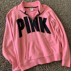 PINK neon pink quarter zip sweatshirt size medium